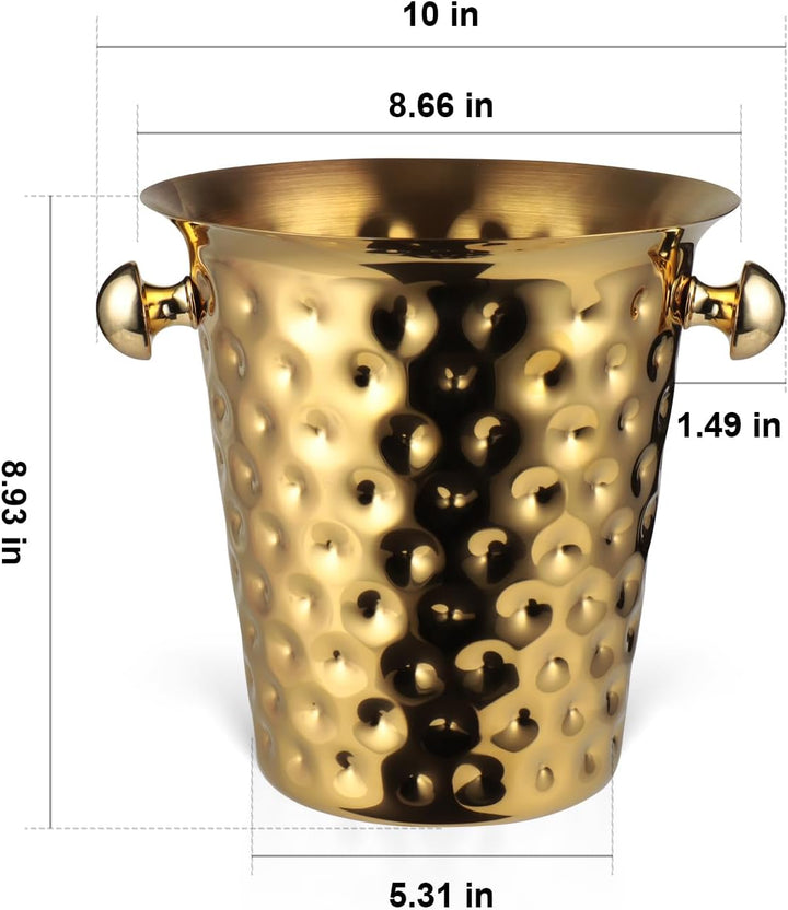 Sektkühler, Eiskübel Edelstahl 5l,Champagner Kühler mit Griff für Bar, Party, Grill (Gold), Gold