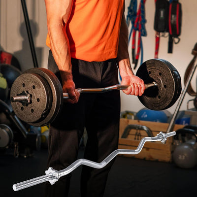 SPRINGOS Langhantelstange｜Riffelgriff｜Max. Belastung 160 kg｜Krafttraining｜Body Pump Silber 120 cm Ø2