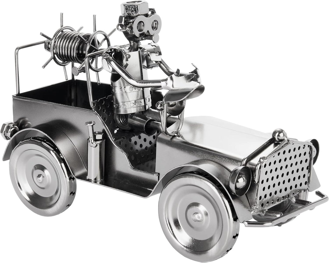 BRUBAKER Schraubenmännchen Feuerwehrauto - Feuerwehr Eisenfigur Metallmännchen - Oldtimer Löschfahrz