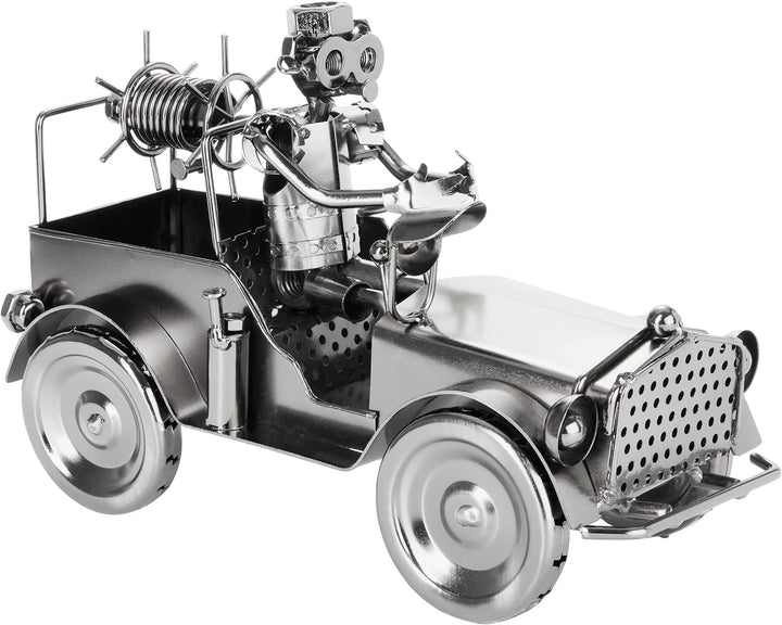 BRUBAKER Schraubenmännchen Feuerwehrauto - Feuerwehr Eisenfigur Metallmännchen - Oldtimer Löschfahrz