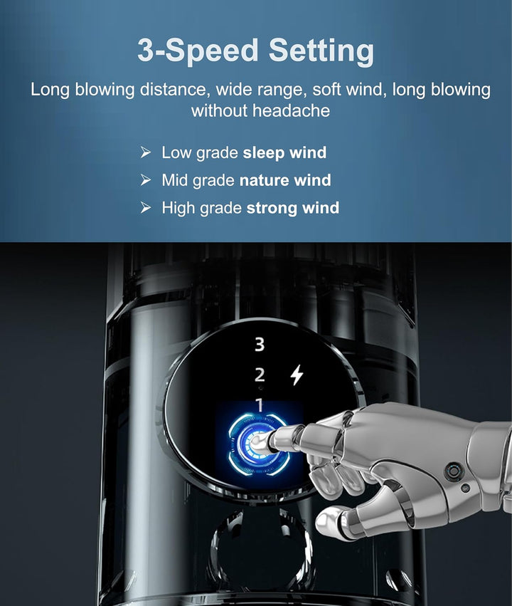 Jiawu 10'' Turmventilator für Schlafzimmer, Flügelloser Tischventilator mit 3 Geschwindigkeiten, Kom