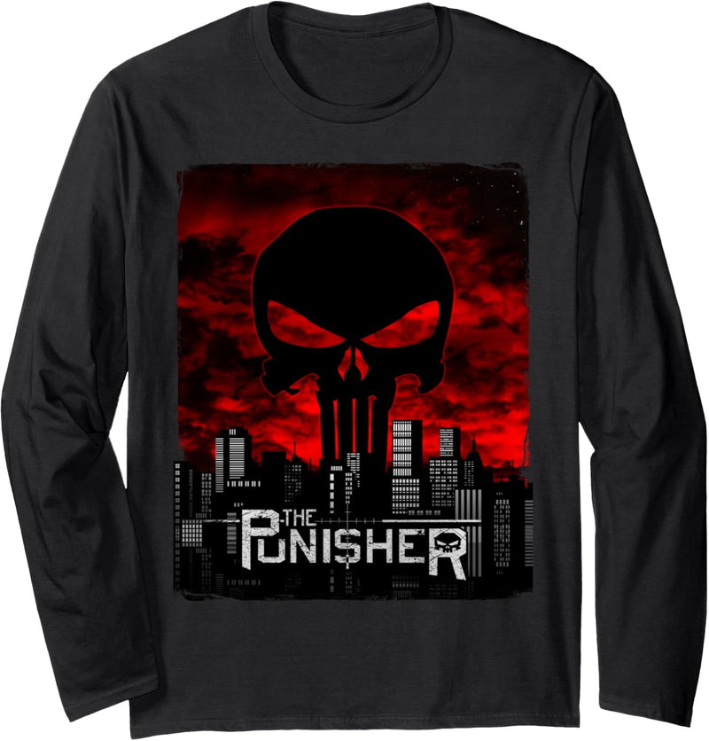 Marvel The Punisher Eerie Skyline Poster Langarmshirt