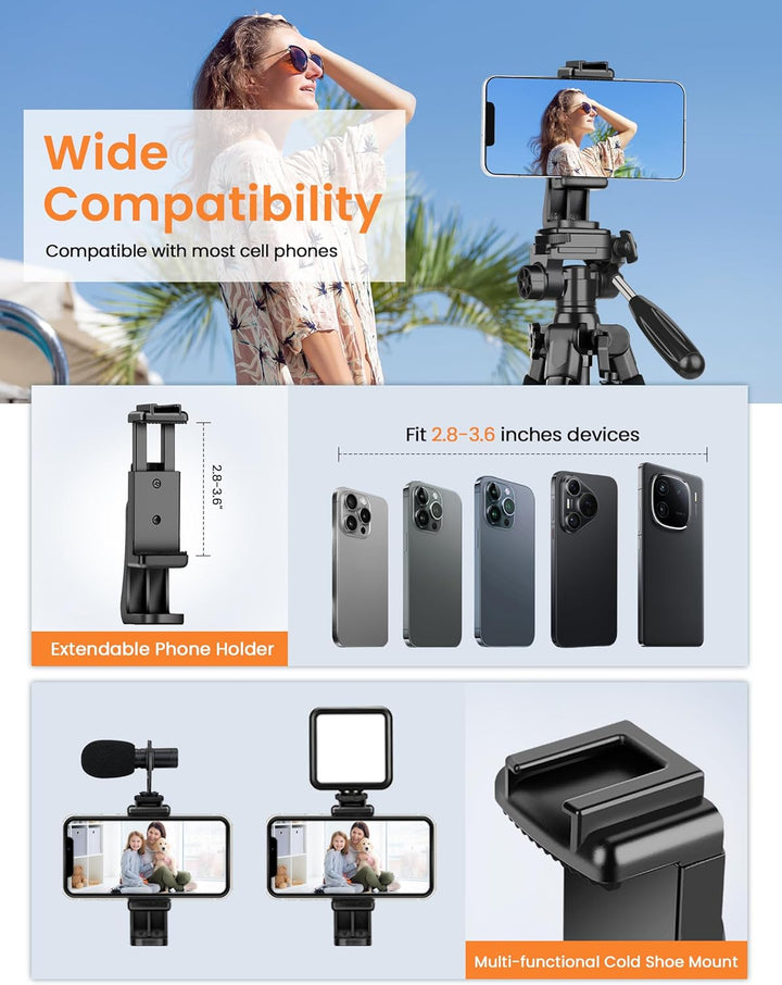 JOILCAN Kamerastativ für Canon Nikon, DSLR-Stativ, Kamerastativ mit Universal-Handyhalterung 74.5inc