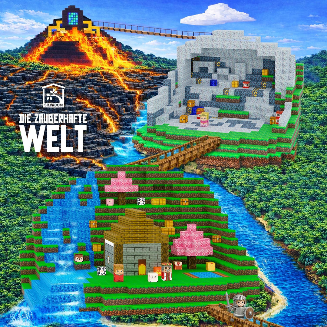 Unterwelt Set mit 165 Teilen I Magnete zum Bauen für fantasievolle Kinderwelten I magnetische Bauste