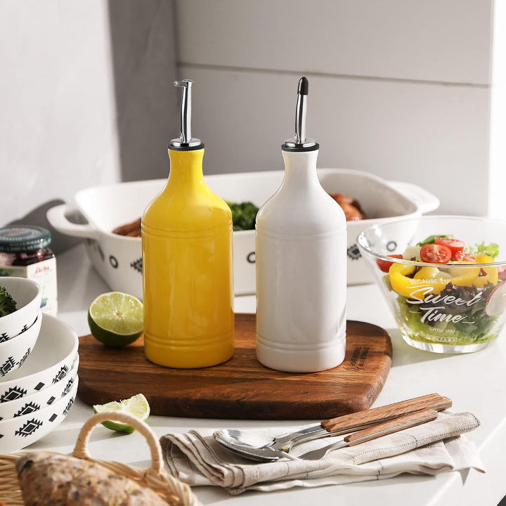 SWEEJAR Porzellan Olivenölspender Flasche, Blickdichte Ölmenge schützt Öl zur Reduzierung der Oxidat