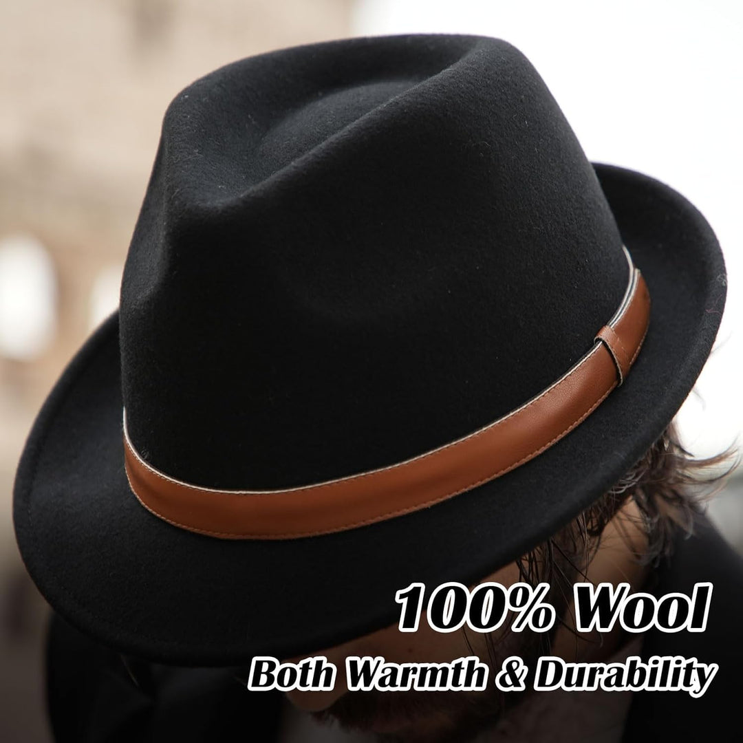 Comhats Unisex Filzhut Fedora für Herren und Damen-Winter Wolle Trilby Hat mit Krempe-Männer Panama