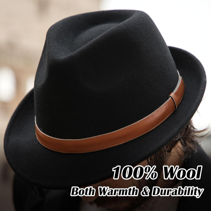 Comhats Unisex Filzhut Fedora für Herren und Damen-Winter Wolle Trilby Hat mit Krempe-Männer Panama