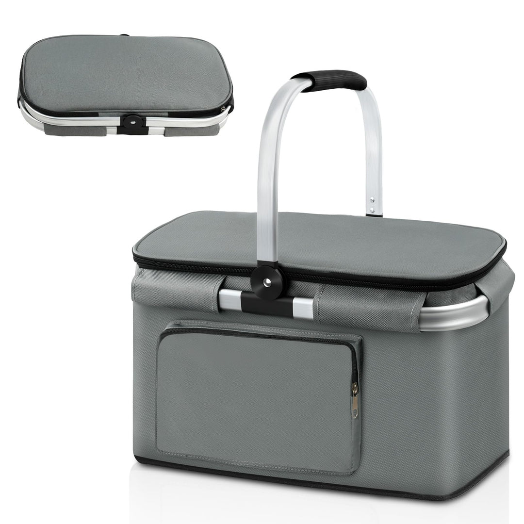 Einkaufskorb Faltbar, Kühltasche Picknickkorb, Grosse Isolierter Kühlkorb Lunchtasche mit Gepolstert