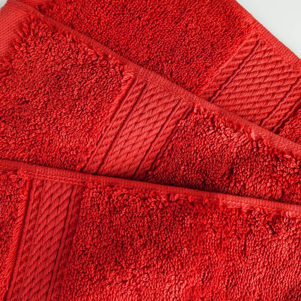 SUPERIOR Handtuch-Set aus massiver ägyptischer Baumwolle, 50,8 x 76,2 cm, Rot, 4-teilig 4PC Hand Rot