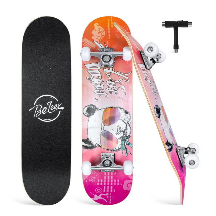 BELEEV Skateboard 31x8 Zoll Komplette Cruiser Skateboard für Kinder Jugendliche Erwachsene, 7-Lagige