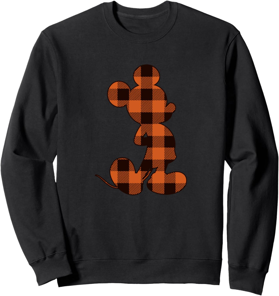 Disney Mickey Mouse Orange Plaid Silhouette Fill Sweatshirt