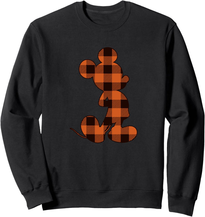 Disney Mickey Mouse Orange Plaid Silhouette Fill Sweatshirt