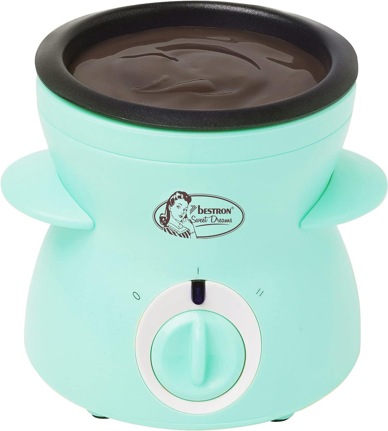 Bestron Schokoladen Fondue für 2 Personen, Mini-Schokofondue-Set, inkl. 10xSpiesse, 10xGabeln und 1x