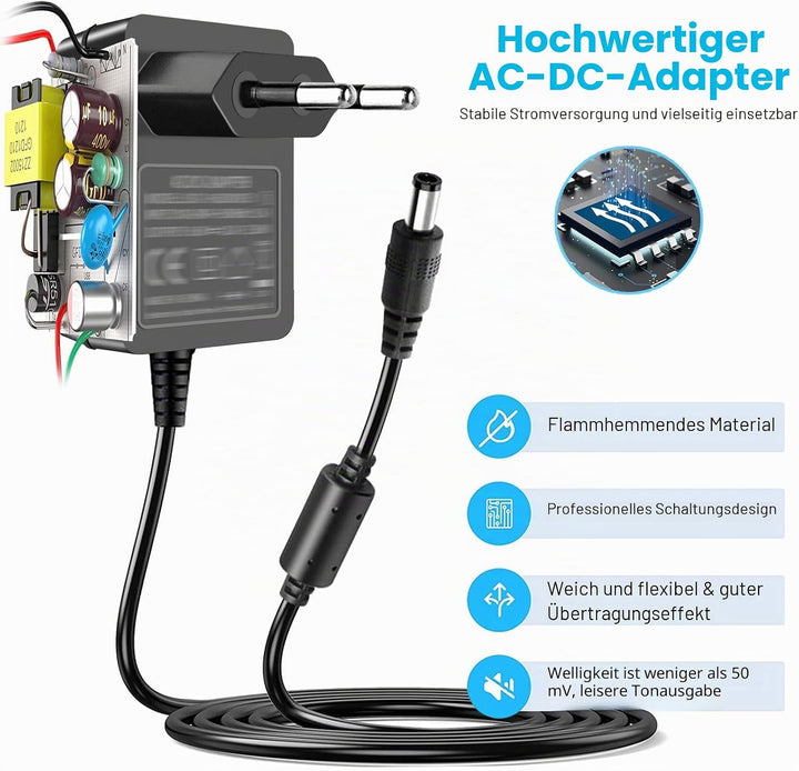 9V Netzteil Netzkabel, kompatibel mit Brother P-Touch Etikettendruckern PT-D210 PT-E100 PT-D200 PT-H