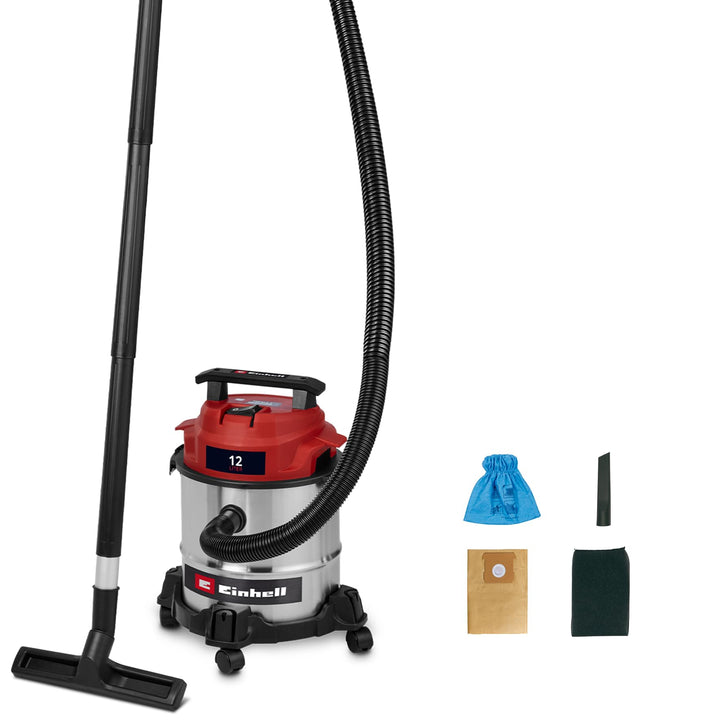 Einhell Nass-Trockensauger TC-VC 1240 S | 950 W | 180 mbar | 4 Lenkrollen | 12-L-Behälter | inkl. Fu
