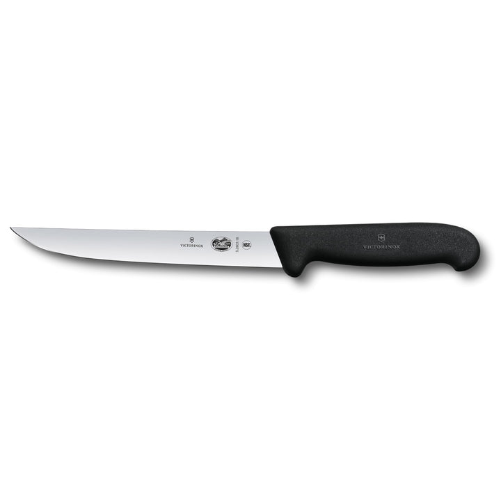 Victorinox Fibrox Tranchiermesser, Scharfes Küchenmesser für Fleisch und Geflügel, 18 cm, Gerade Kli
