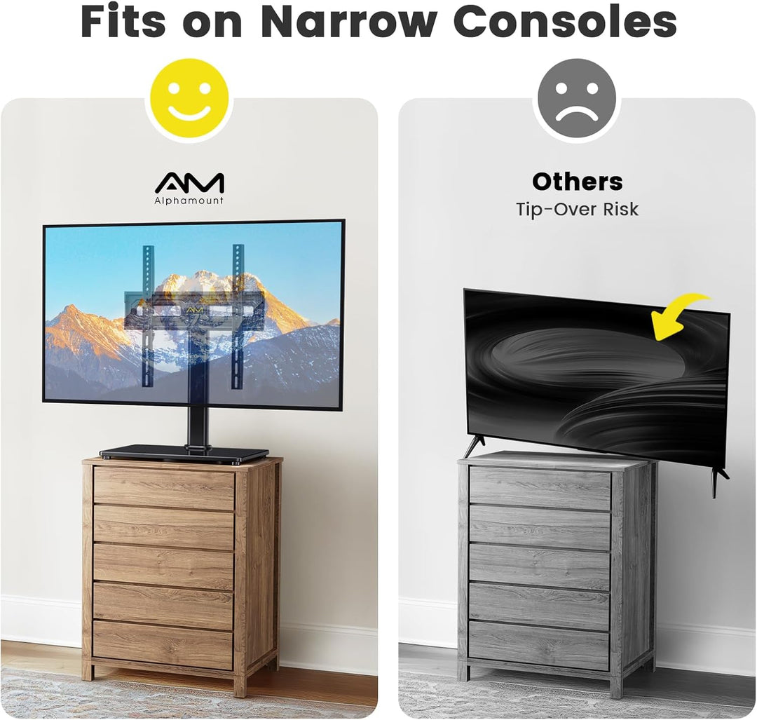 TV Ständer Schwenkbarer, Universal TV Standfuss für 32-60 Zoll LED LCD Flach & Curved Fernseher bis