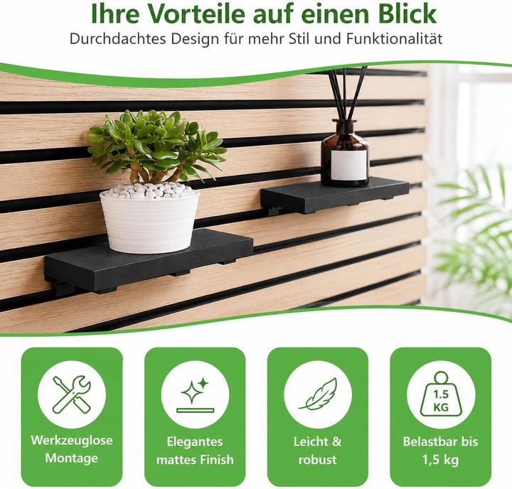 Cosiesnest 3 Stück Regal für Akustikpaneele-9 Stück Zubehör Ohne Bohren Wandorganizer Schweberegal W