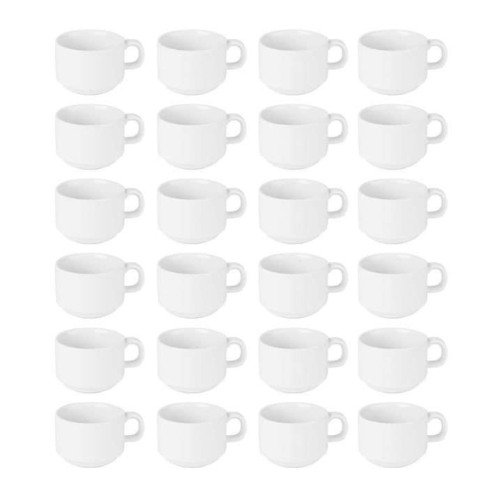 Olympia Athena Stapelbecher, 200 ml/7 oz (24 Stück), weisses Porzellan, Teetassen und Kaffeetassen,