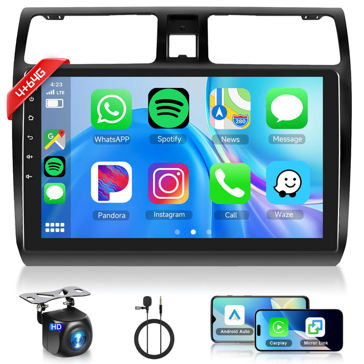 Rimoody 4+64G Wireless Carplay Android Autoradio für Suzuki Swift 2003-2010 10 Zoll HD Autoradio mit