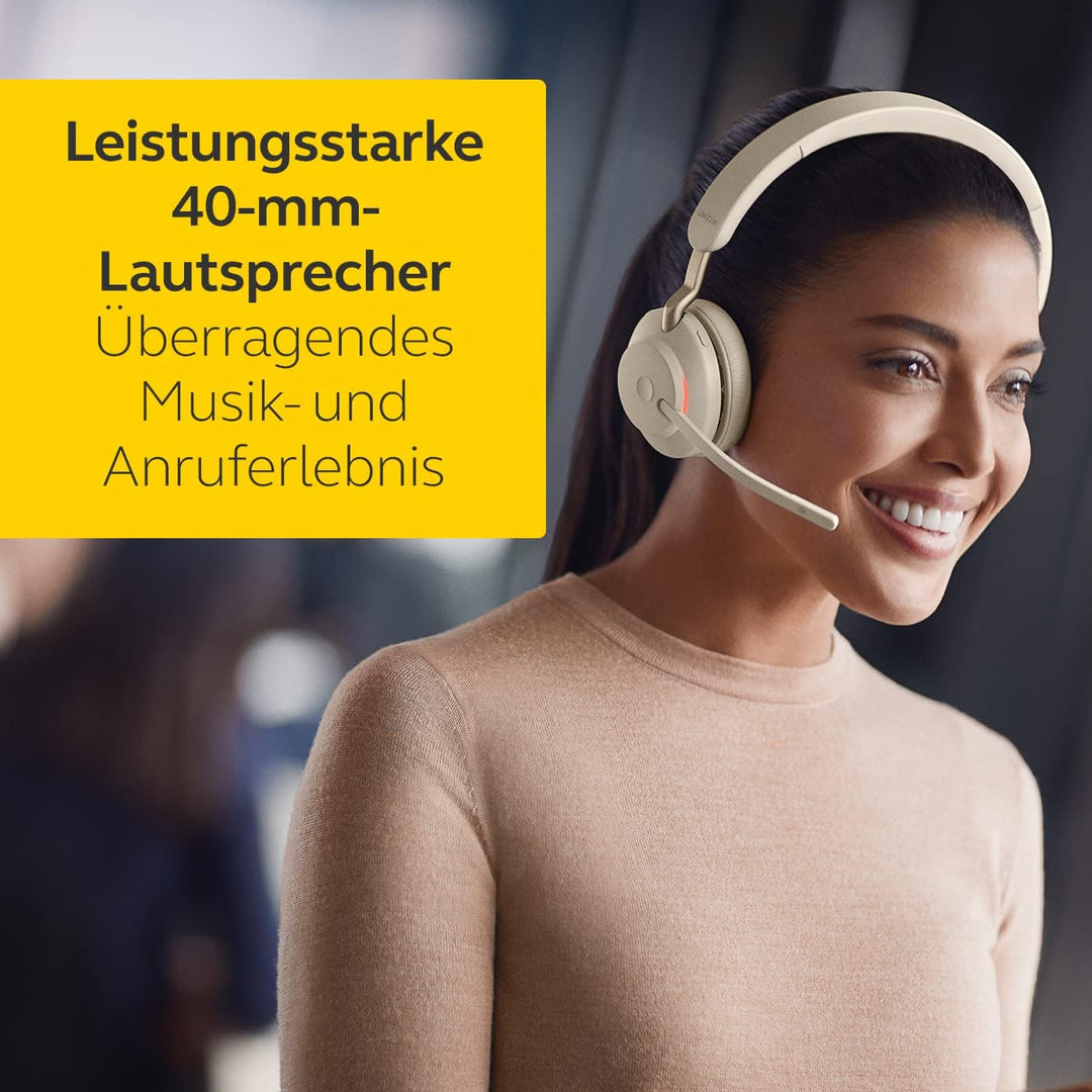 Jabra Evolve2 65 Wireless PC Headset with Charging Stand – Noise Cancelling UC Certified Mono Headph