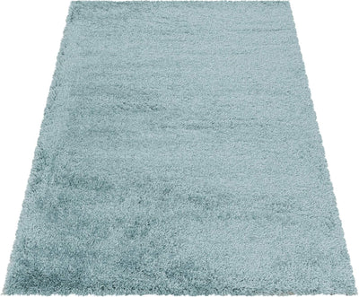 HomebyHome Teppich Wohnzimmer Hochflor Shaggy 50 mm Florhöhe Blau 80 cm Rund - Teppich Schlafzimmer