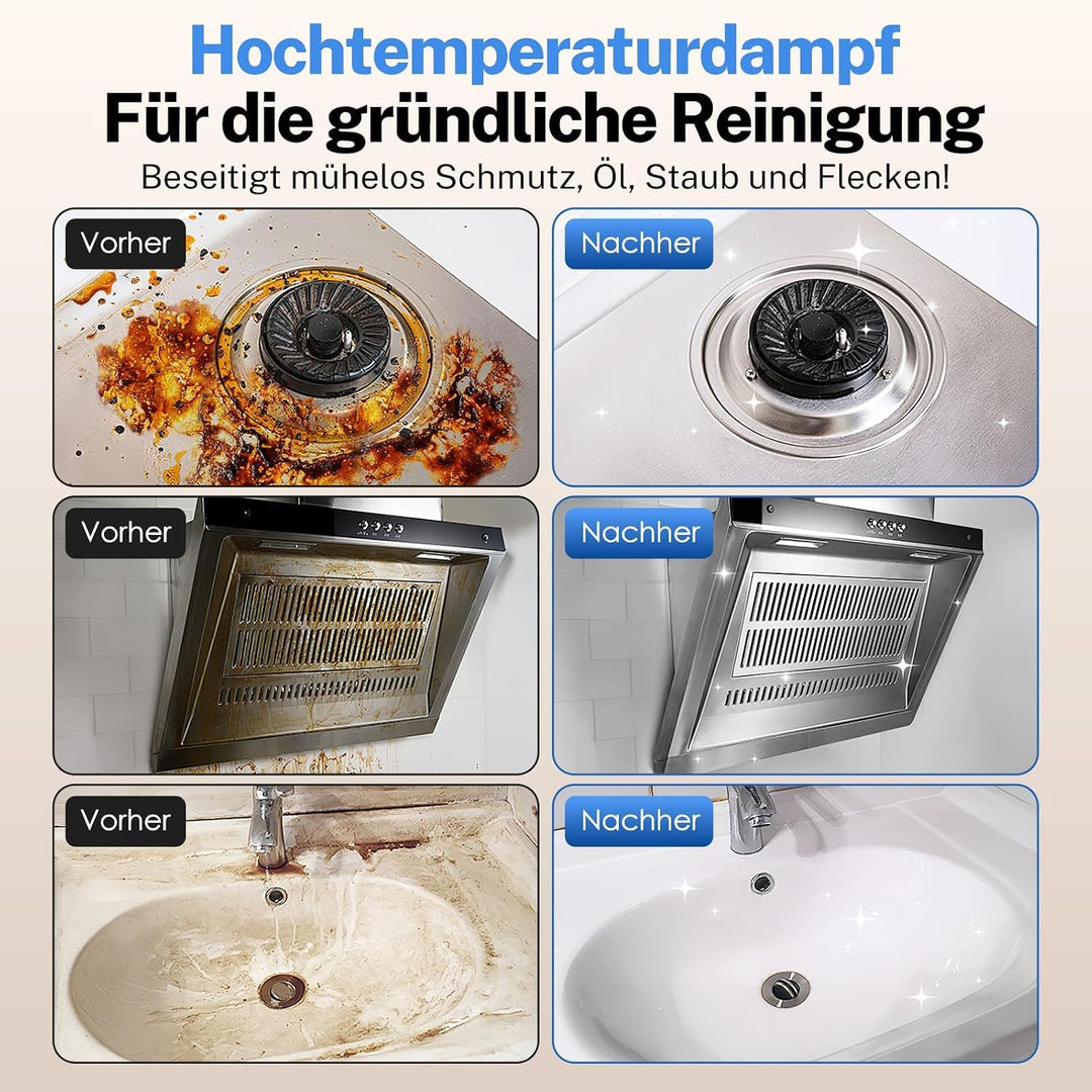 ODSD Dampfreiniger für Haushalt und Auto, 3-stufig einstellbarer Dampfreiniger, 15 Sekunden Aufheizz