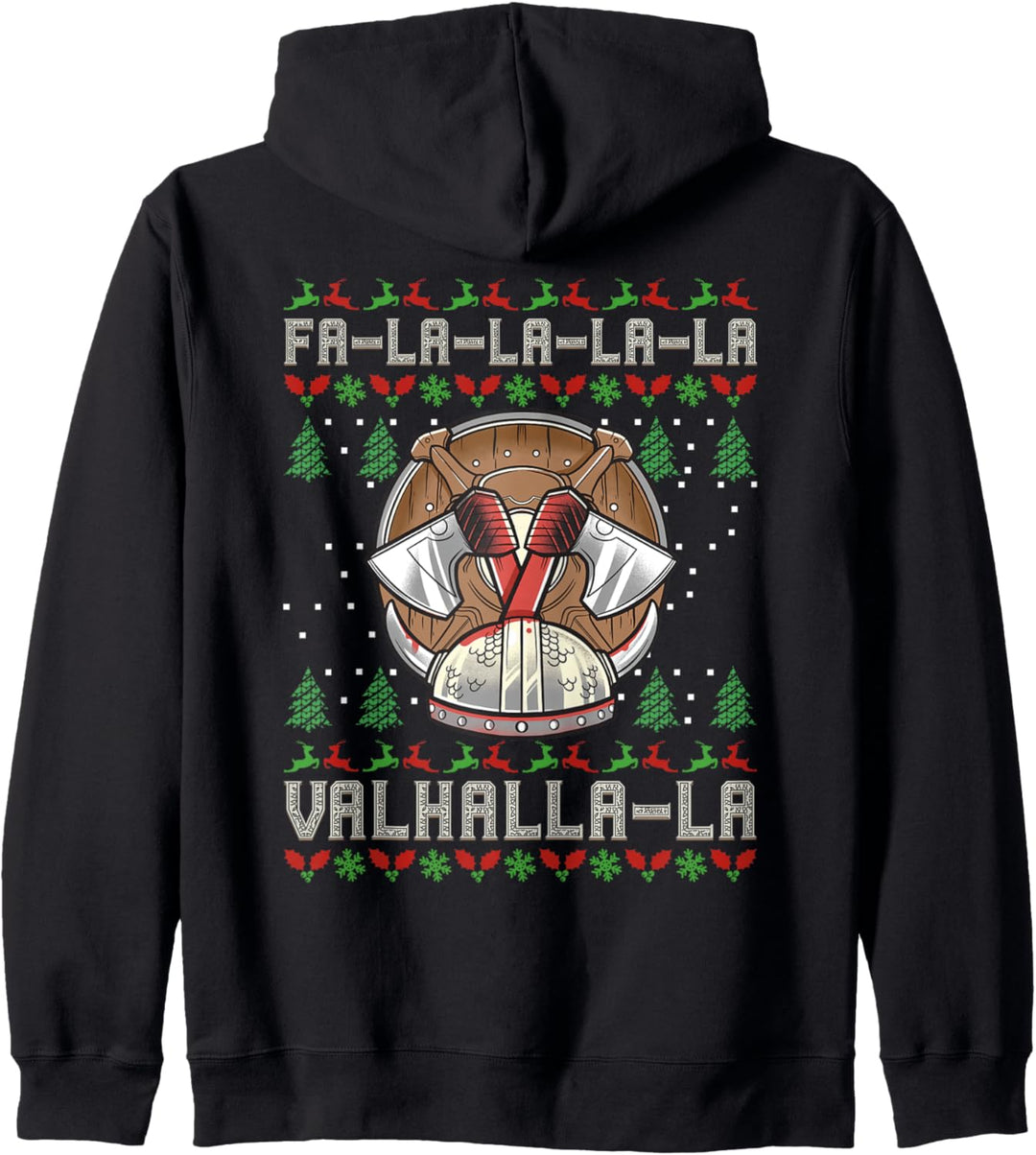 Viking Ugly Christmas - Valhalla Wikinger Weihnachten (auf der Rückseite) Kapuzenjacke