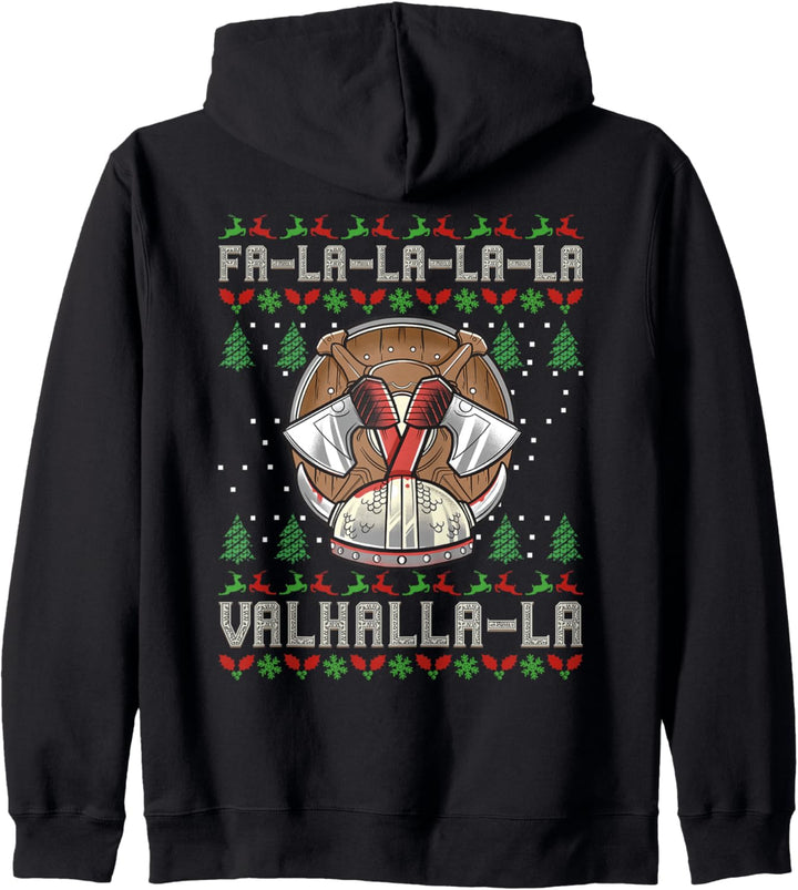 Viking Ugly Christmas - Valhalla Wikinger Weihnachten (auf der Rückseite) Kapuzenjacke