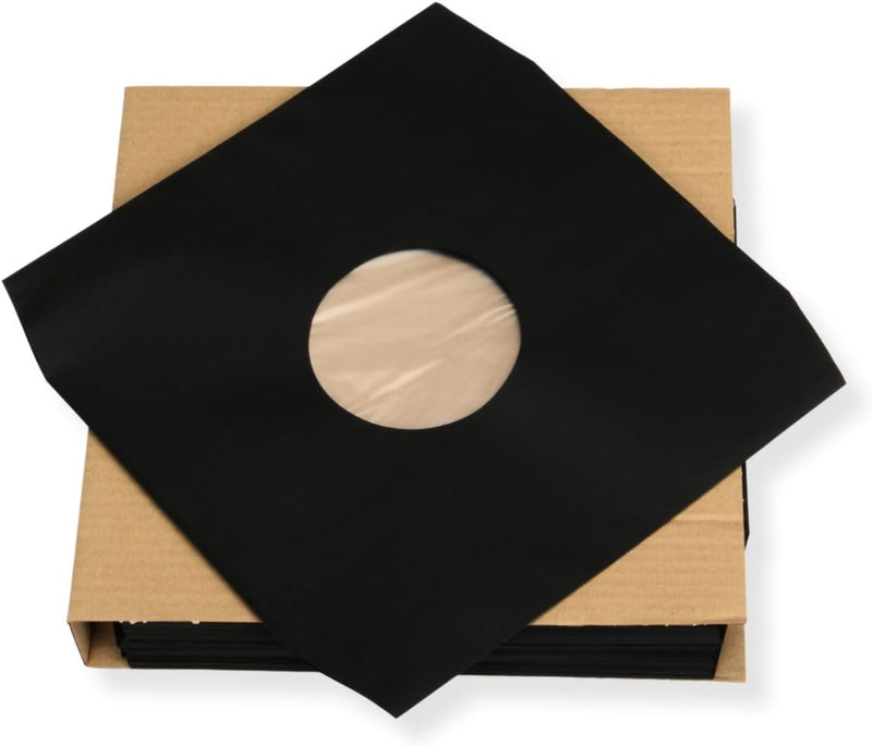 LP Schallplatten Innenhüllen (100 St.) schwarz mit Eckschnitt gefüttert Vinyl LP Maxi Single