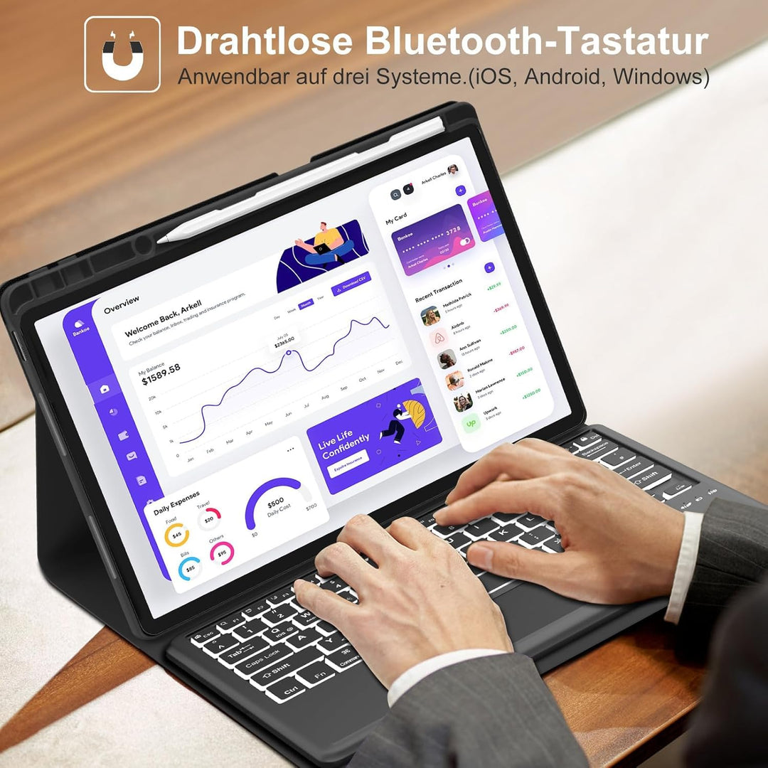 Tastatur für Lenovo Idea Tab Pro 12.7" 2025 mit Touchpad, Hülle mit Tastatur für Lenovo Idea Tab Pro