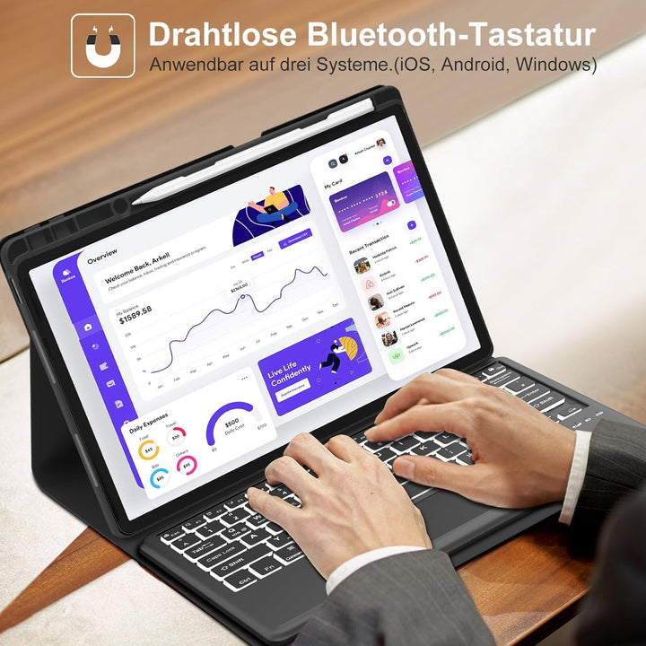 Tastatur für Lenovo Idea Tab Pro 12.7" 2025 mit Touchpad, Hülle mit Tastatur für Lenovo Idea Tab Pro