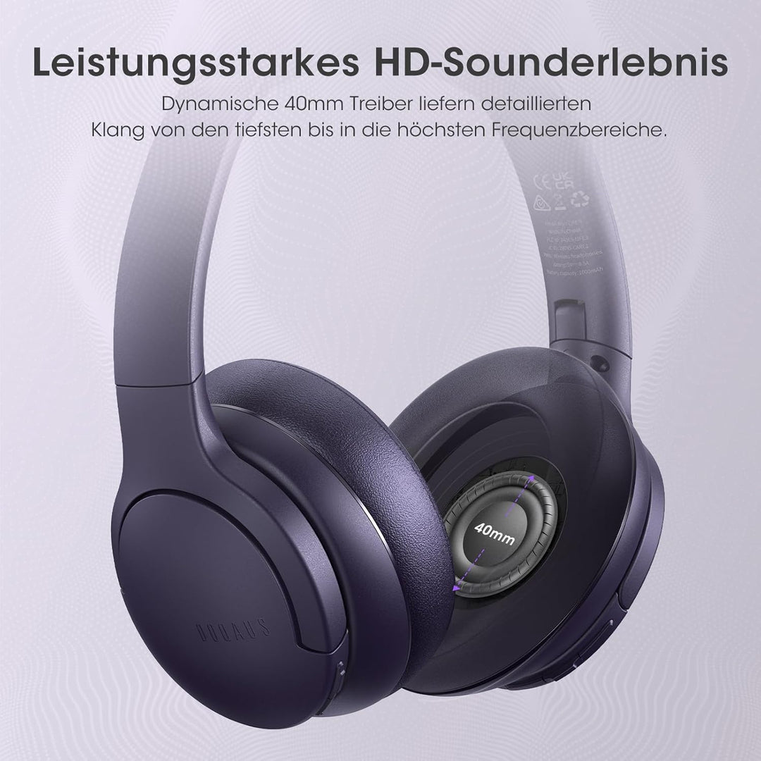 DOQAUS Kopfhörer Kabellos Bluetooth,Bis zu 90 Std Bluetooth Kopfhörer Over-Ear mit 3 EQ-Modi, HiFi S