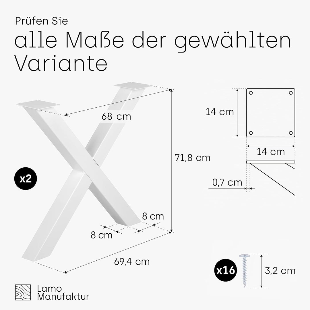 LAMO Manufaktur Tischbeine für Esstisch | Schreibtisch, Mark Massive | Vierkantprofil 80x80 mm, Tisc