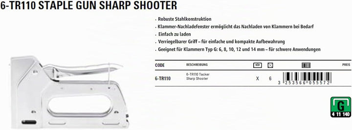 Stanley HD Standard Tacker (Griff feststellbar, Fenster zum Nachsehen des Füllstandes, 6 mm - 14 mm