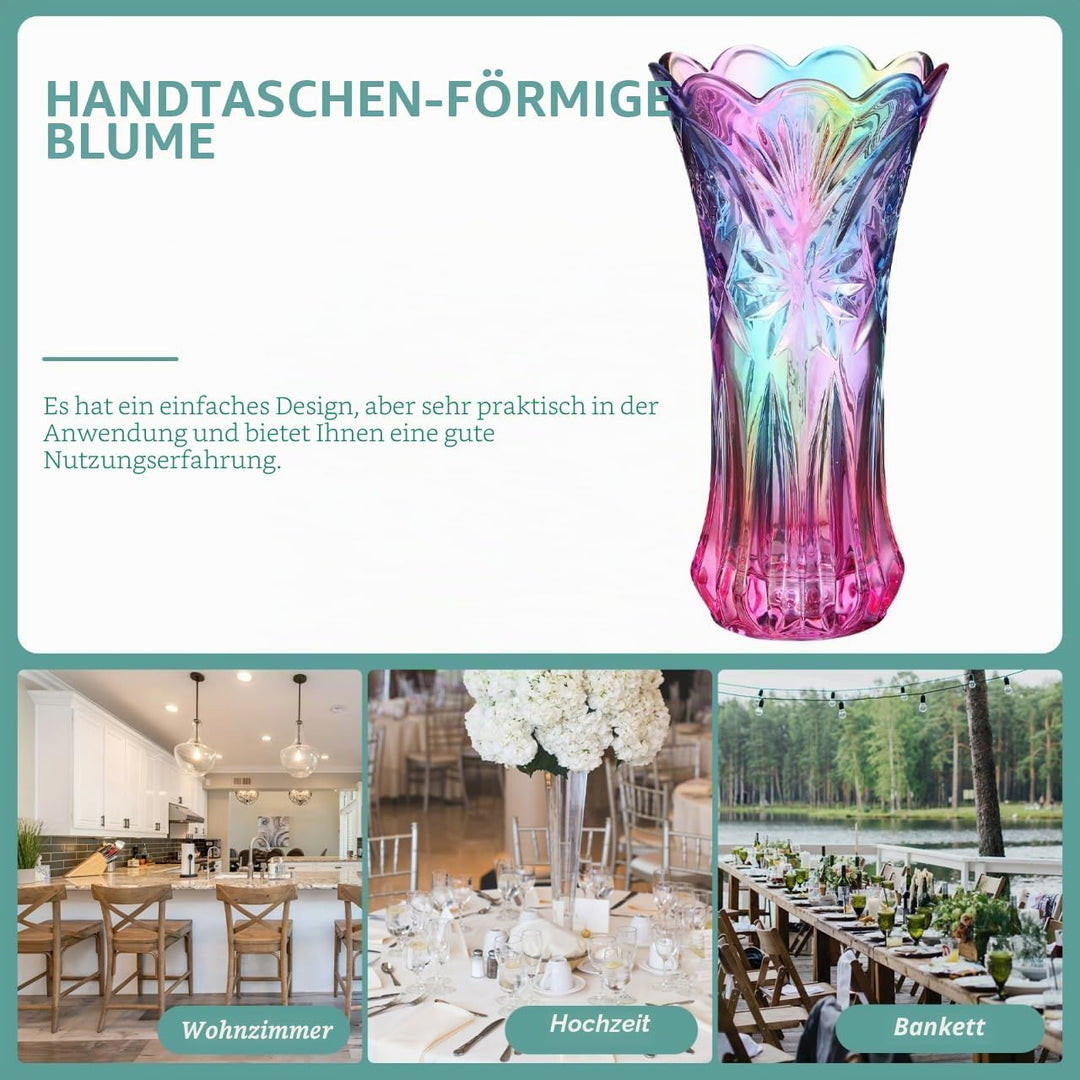 WINOMO Blumenvase Kristallglasvase Regenbogen Regenbogen Dekorative Pflanze Behälter Topf Weihnachte