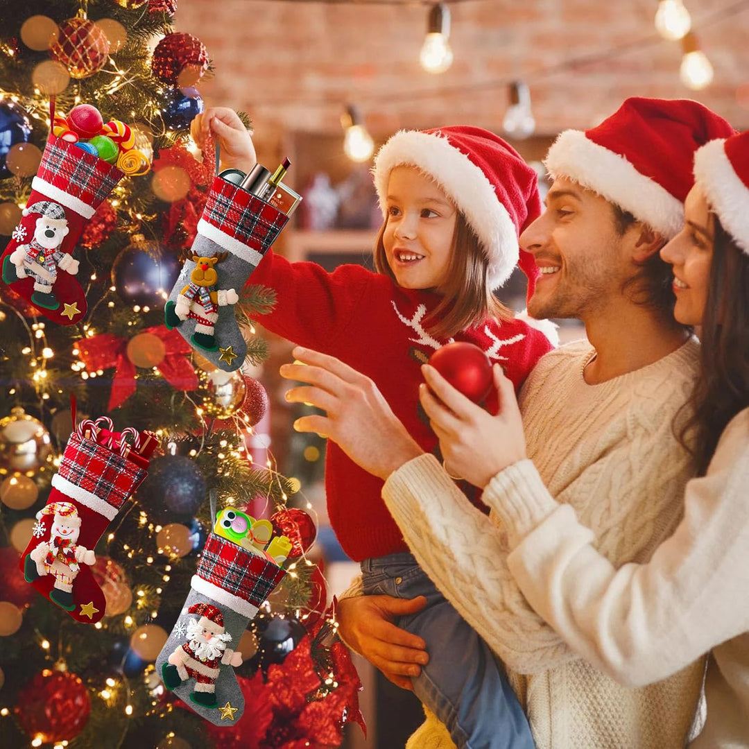 Lonsien Nikolausstrumpf gross 4 STK Weihnachtsstrumpf Geschenkbeutel Nikolausstiefel Personalisiert