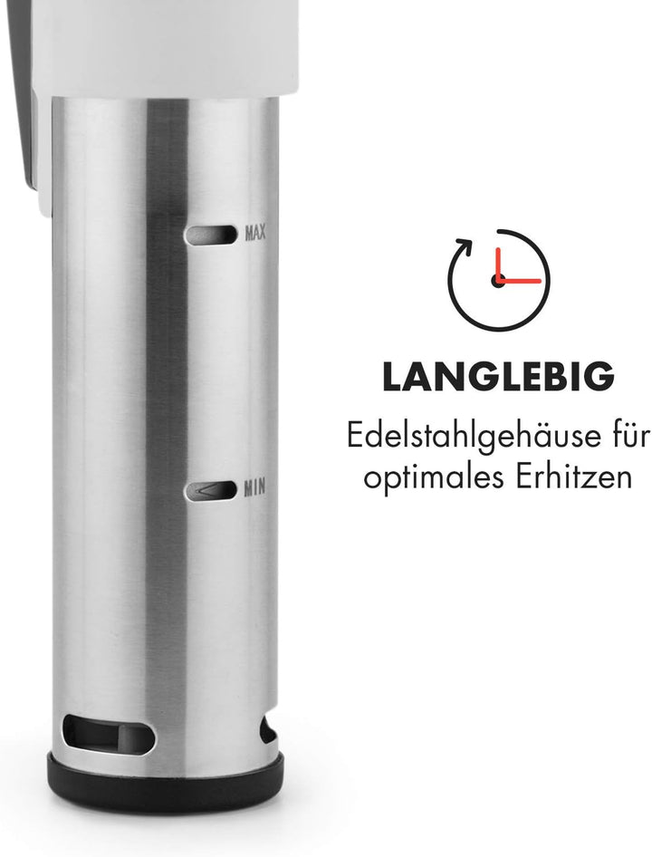 Klarstein Quickstick- Sous-Vide Garer, Präzisionskochtopf, Schongarer, 1300 Watt, Timerfunktion, 3D