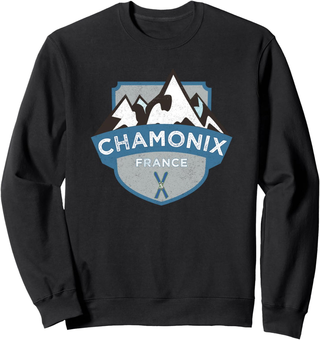 Vintage Chamonix, France Illustration / Retro Logo Ski Sweatshirt