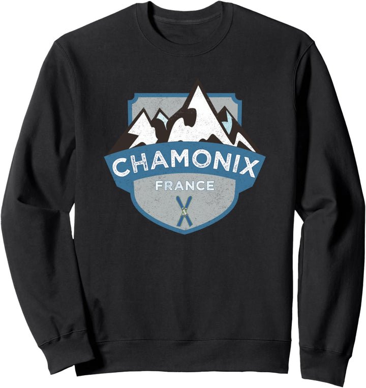 Vintage Chamonix, France Illustration / Retro Logo Ski Sweatshirt