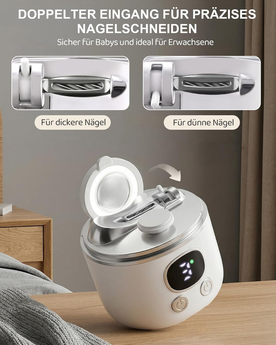 Lictin Elektrischer Nagelknipser Set inkl. schrägem Knipser,Multi-in-1 Nagelschneider Elektrisch mit