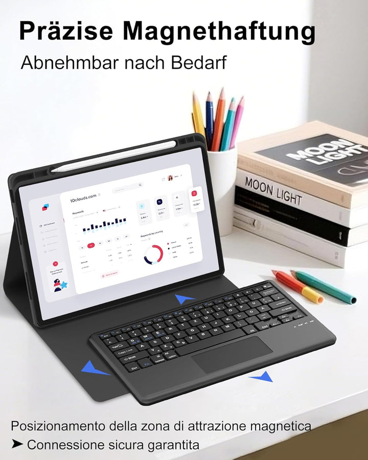 Tastatur Case für Redmi Pad Pro 12,1" 2024 & Poco Pad 12,1" 2024, Abnehmbare Bluetooth Tastatur mit