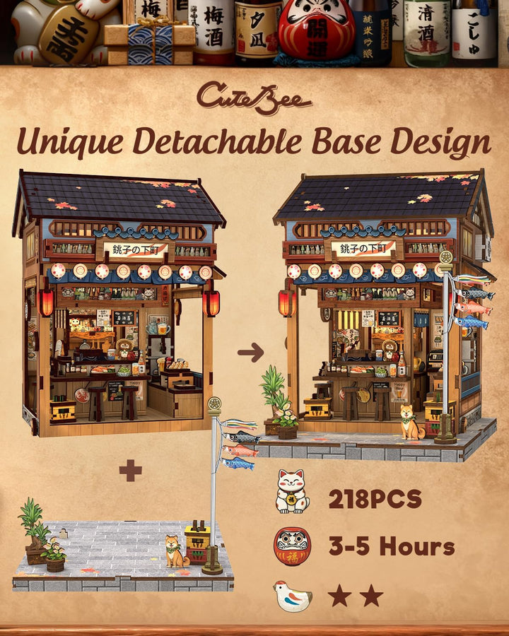 CUTEBEE Book Nook Kit für Erwachsene - Japanisches Izakaya Miniaturhaus, 3D Holzpuzzle DIY zum Selbe