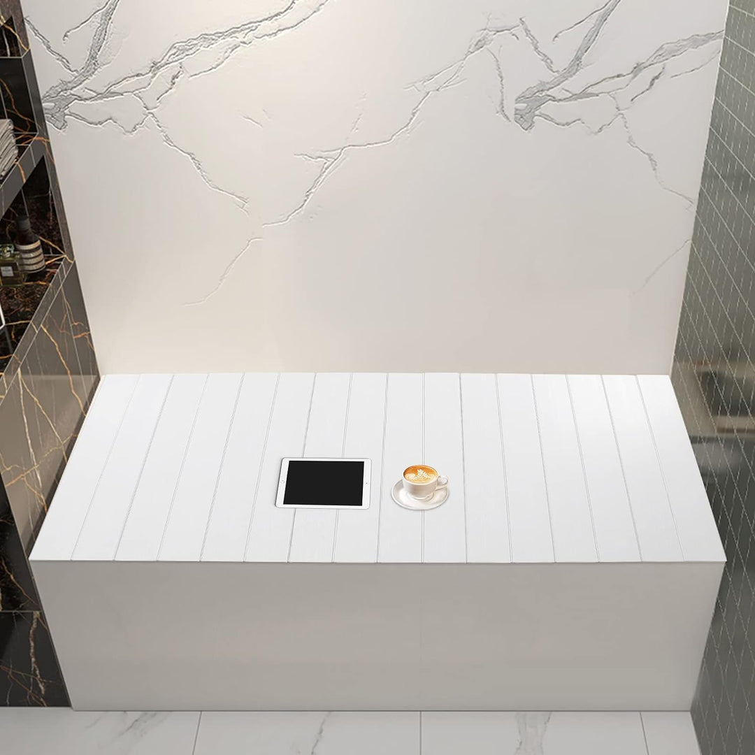 Badewannenablage | Badewannenbretter | Badewanne Abdeckung | Faltbare Badewanne Brett | PVC | Weiss