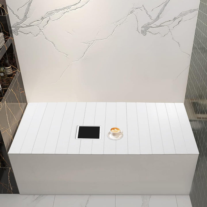 Badewannenablage | Badewannenbretter | Badewanne Abdeckung | Faltbare Badewanne Brett | PVC | Weiss