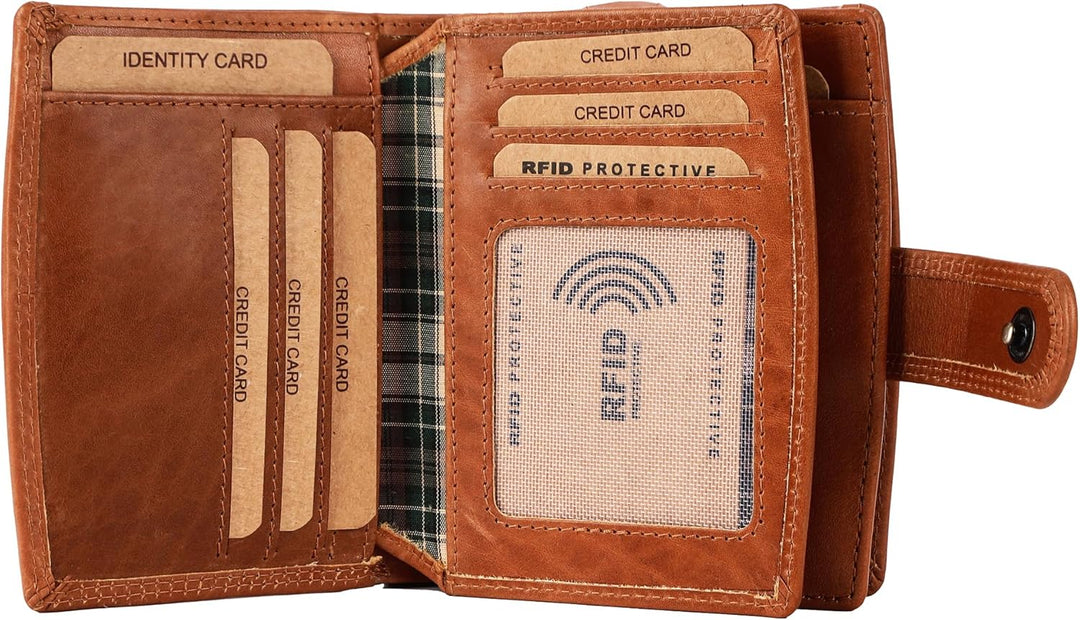 Benthill Geldbörse Damen Echt Leder | Portemonnaie Klein mit RFID Schutz | Kleiner Geldbeutel mit vi