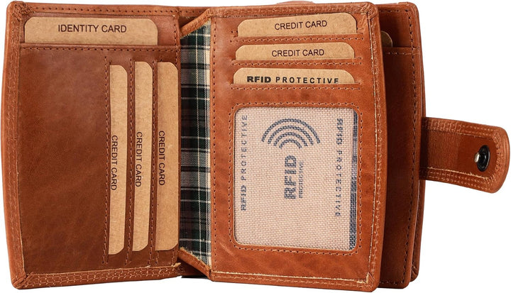 Benthill Geldbörse Damen Echt Leder | Portemonnaie Klein mit RFID Schutz | Kleiner Geldbeutel mit vi