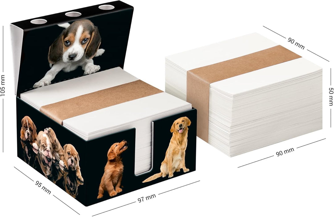 Zettelbox DOGS „handmade“, Schreibtisch organizer, mit deinen Fotos, stabil verarbeiteter 400g-Hartk