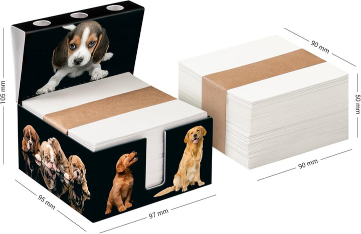 Zettelbox DOGS „handmade“, Schreibtisch organizer, mit deinen Fotos, stabil verarbeiteter 400g-Hartk