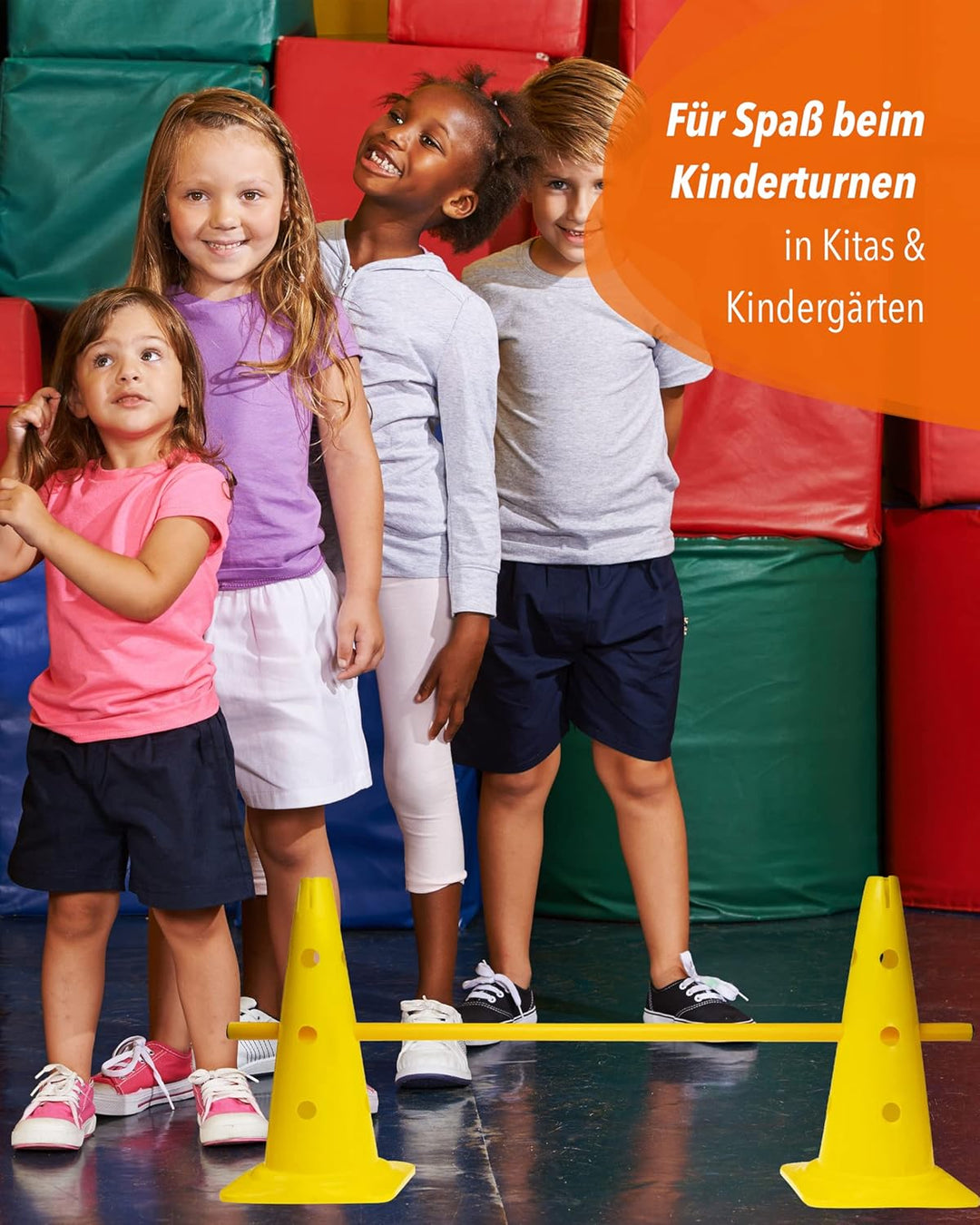Kombi Kegel 40 – 4 im Set – für den Aufbau von Hürden- oder Slalom-Parcours für Agility-Training – S